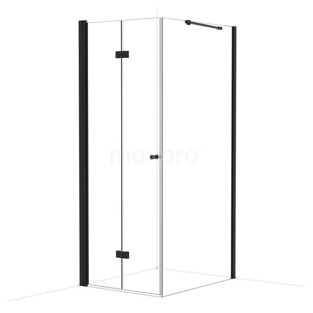 Diamond Douchecabine | 100x80 cm Mat zwart Helder glas Vouwdeur Rechthoek CDV08101210MB