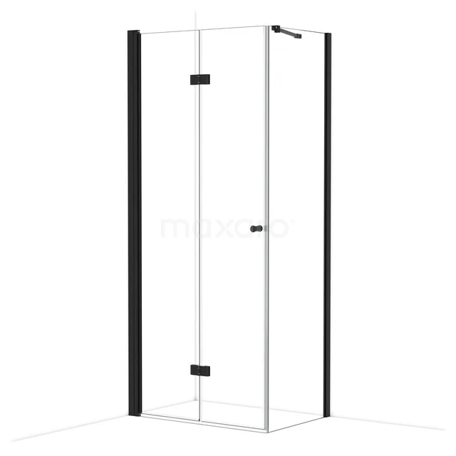 Diamond Douchecabine | 90x60 cm Mat zwart Helder glas Vouwdeur Rechthoek CDV09061210MB