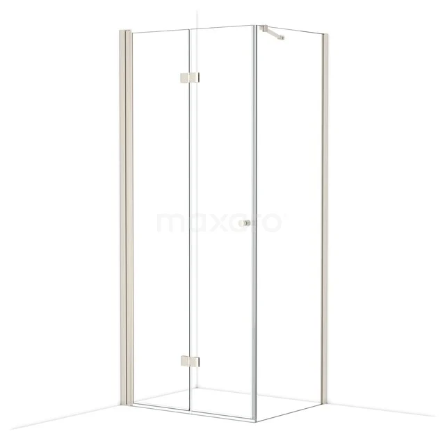 Glas Duschkabine mit Eckeinstieg, Klarglas, Aluminium Profile und Drehtür. Perfekt für einen modernen Badezimmerstil.