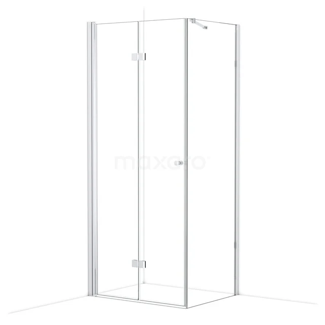 Glas Duschkabine mit Eckeinstieg, transparentem Sicherheitsglas und minimalistischem Aluminiumrahmen, perfekt für moderne Bäder.