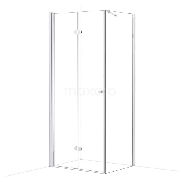 Viereckige Glas-Duschkabine mit Scharnier-Tür, schlichte Aluminium-Profile, ideal für eine moderne Badezimmergestaltung.