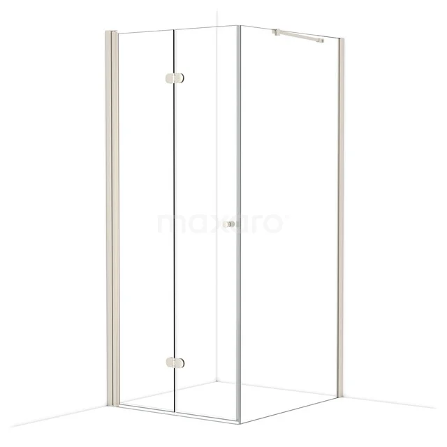 Glasene Duschkabine mit Aluminiumprofilen und Scharnier Türen, ideal für eine moderne Badezimmer Einrichtung.