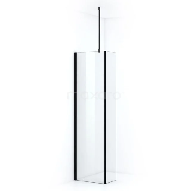Pearl Inloopdouche | 50 cm Mat zwart Helder glas Vaste wand met zijwand IPC052700M