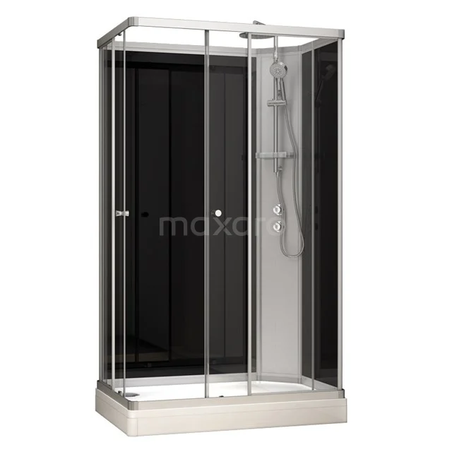 Modera Complete shower cabin | 120x80 cm Black glass Sliding door Rectangle AK1208-321102
