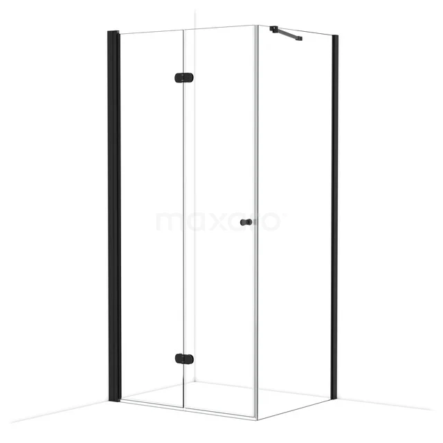 Diamond Douchecabine | 100x80 cm Mat zwart Helder glas Vouwdeur Rechthoek CDV10082210MB