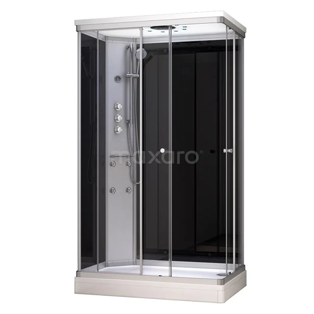 Modera Complete shower cabin | 120x80 cm Black glass Sliding door Rectangle AK1208-421101