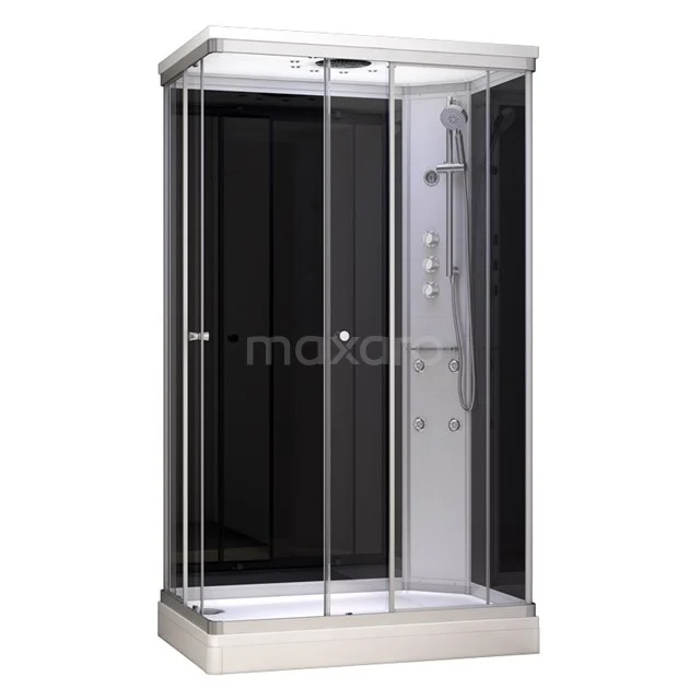 Modera Complete shower cabin | 120x80 cm Black glass Sliding door Rectangle AK1208-421102