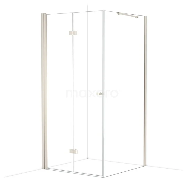 Glass shower cabin with hinged door, clear walls, aluminium profile, minimalist design, ideal for modern bathrooms.