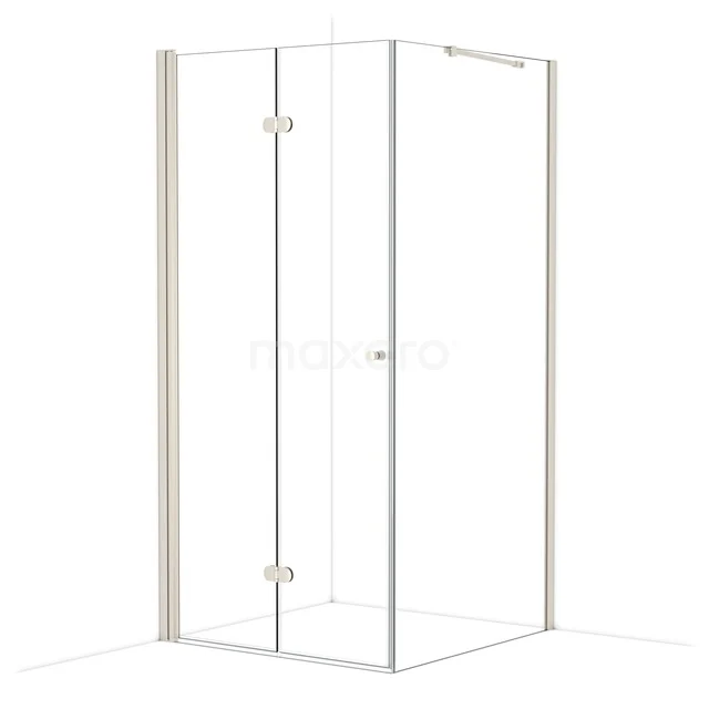 Glass shower cabin with a hinged door, transparent safety glass and aluminium profile, ideal for a modern bathroom.