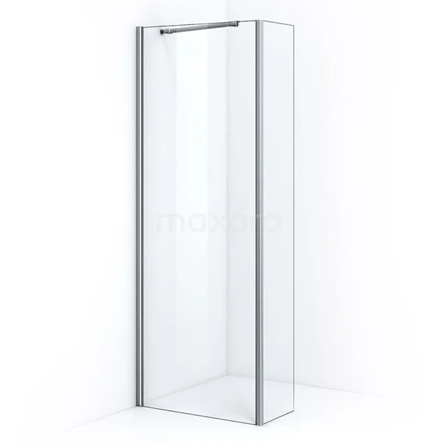Glass shower screen with clear glass and aluminium profiles, ideal for modern bathroom design.