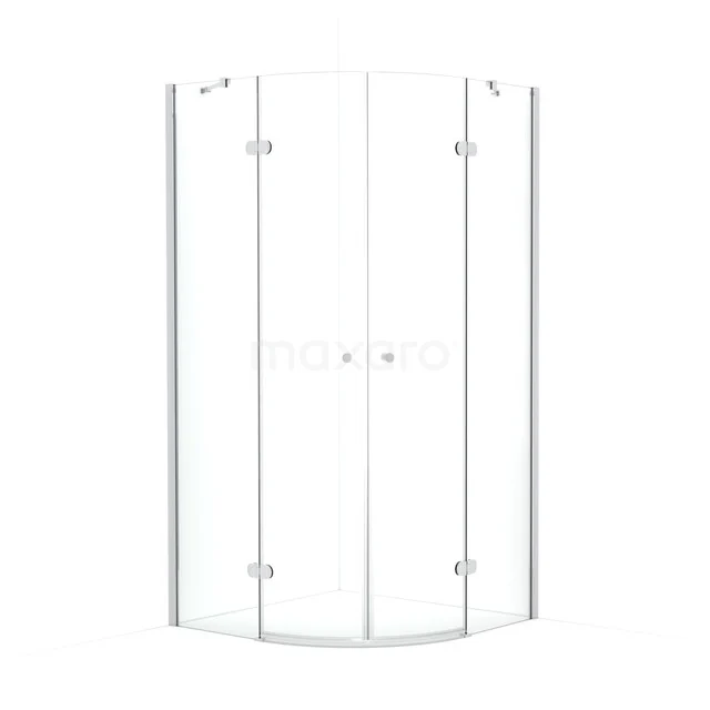 Round glass shower cabin with double doors, modern design, clear safety glass, perfect for a stylish bathroom.