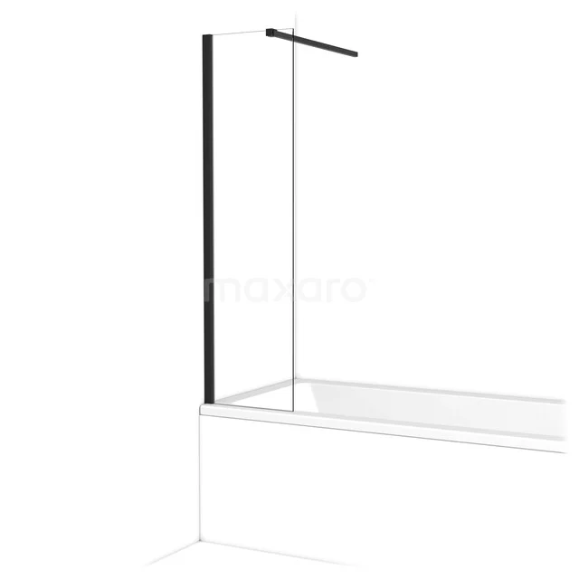 Minimalistische Duschwand mit schwarzem Rahmen, Klarglas und integriertem Handtuchhalter; ideal für ein modernes Badezimmer.