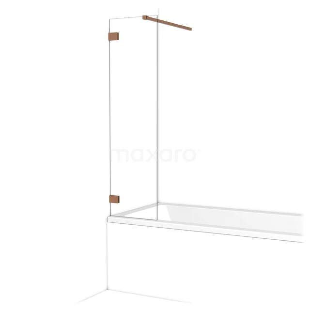 Glasene Badewannenaufsatz mit goldfarbenen Scharnieren, minimalistisches Design, ideal als stilvolle Badezimmerabtrennung.