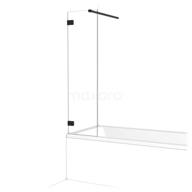 Glasene Badewannenaufsatz mit Schwarz Rahmen, modernes Design, ideal für ein stilvolles Badezimmer, inklusive Stabilisationsstange.