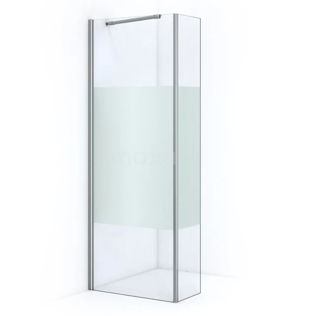Begehbare Dusche mit Seitenwand Pearl 80cm mit mattem Streifen Sicherheitsglas 8mm Chrom IPC082103C Klares Glas-Duschwand mit matter Streifen, Aluminium-Profil, modernes Design; ideale Trennwand für stilvolle Bäder.