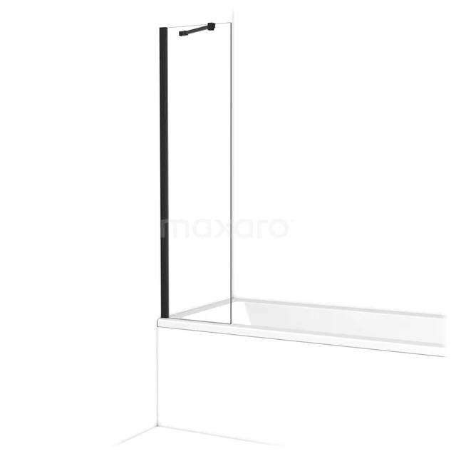 Zwarte glazen badwand met aluminium profiel, modern en strak ontwerp; perfecte oplossing voor elke stijlvolle badkamer.