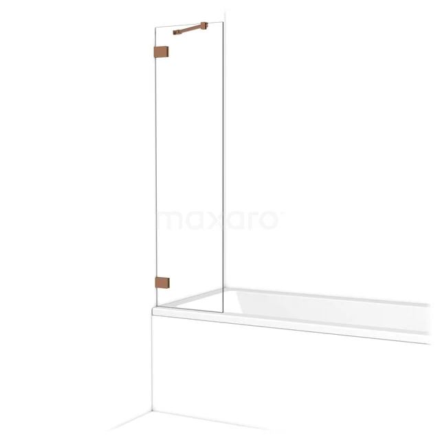 Glasene Badewannenaufsatz mit matten Gold Scharnieren, ideal für ein modernes Badezimmer. Schlank, stilvoll und funktional Design.