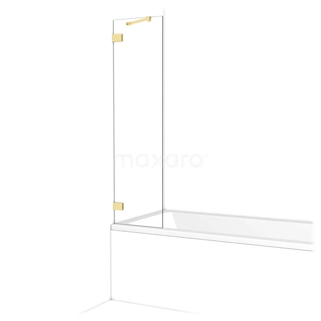 Douchewand met goudkleurige scharnieren, modern helder glasdesign, ideaal voor badkamerrenovaties met luxe uitstraling.