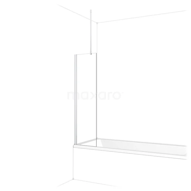 Minimalistische weiße Duschwand aus Glas, elegantes Design, ideal für moderne Bäder. Inklusive Deckenstütze und Seitenwand.