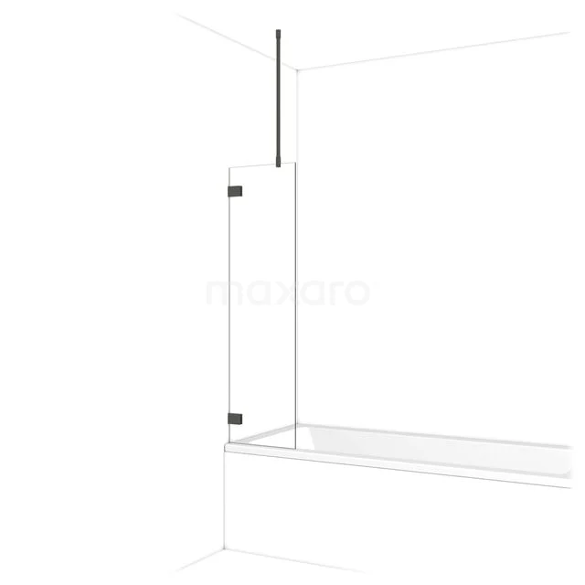 Diamant Badewannenaufsatz | 40 cm Schwarzchrom Klarglas BDA04720BC Matt Schwarz Duschwand mit Klarglas und Scharnier, perfekt für eine moderne Badezimmerinrichtung.