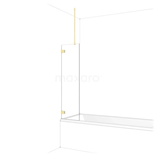 Diamant Badewannenaufsatz | 40 cm Hellgold Klarglas BDA04720LG Glas Duschwand mit goldfarbenen Befestigungen, minimalistisches Design, ideal für moderne Bäder.