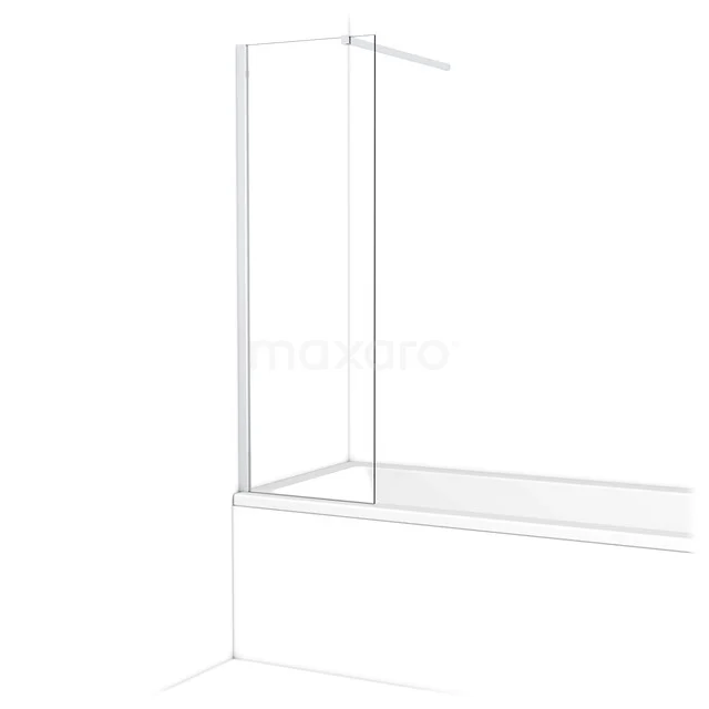 Diamant Badewannenaufsatz | 50 cm Chrom Klarglas BDA05110C Klarer Glas-Badewannenaufsatz mit Eckdesign und minimalistischem weißen Rahmen, perfekt für eine stilvolle Badezimmergestaltung.