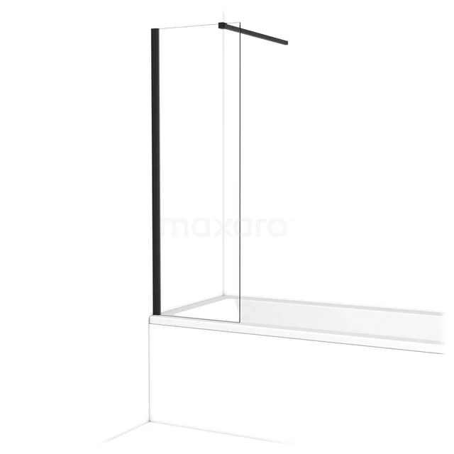 Schwarz Rahmen Badewannenaufsatz mit Klarglas, minimalistisches Design und robuste Verarbeitung, perfekt für ein modernes Badezimmer.