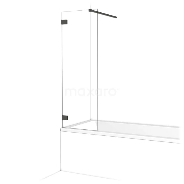 Diamant Badewannenaufsatz | 50 cm Schwarzchrom Klarglas BDA05120BC Klarer Glas-Badewannenaufsatz mit schwarzen Akzenten, elegantes Design, ideal für ein modernes Badezimmer.