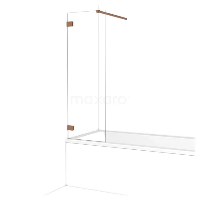 Glas Badewannenaufsatz mit Eckdesign, goldfarbene Scharniere, modernes Duschpaneel, ideal für ein stilvolles Badezimmer.