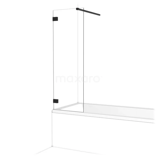 Glasene Duschwand mit Matt Schwarz Akzenten, geeignet für über einer Badewanne, modernes Design mit straffer minimalistischer Verarbeitung.