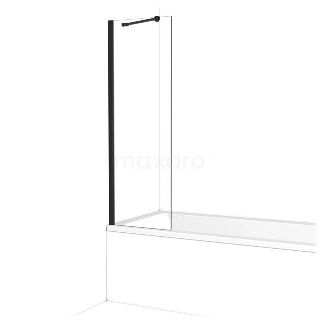 Douchewand zwart aluminium frame, helder glas, modern design; ideaal voor een stijlvolle badkamerrenovatie.