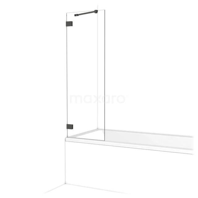 Glazen badwand met scharnieren in chroom, strak design voor moderne badkamer, ideaal voor ruimtebesparende doucheoplossing.