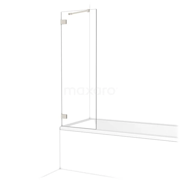 Heldere glazen badwand met scharnier van roestvrij staal, geschikt voor moderne badkamers.