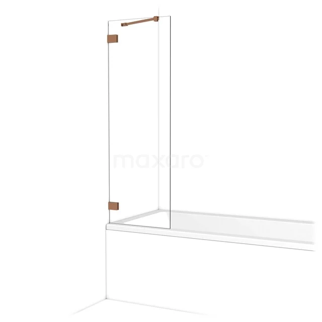 Glazen badwand met goudkleurige scharnieren, modern design, perfect voor een luxe badkamerstijl.