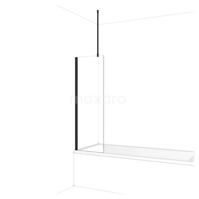 Diamant Badewannenaufsatz | 50 cm Matt Schwarz Klarglas BDA05710MB Glasene Duschwand mit Schwarz Profil, minimalistisches Design, ideal für moderne Bäder.