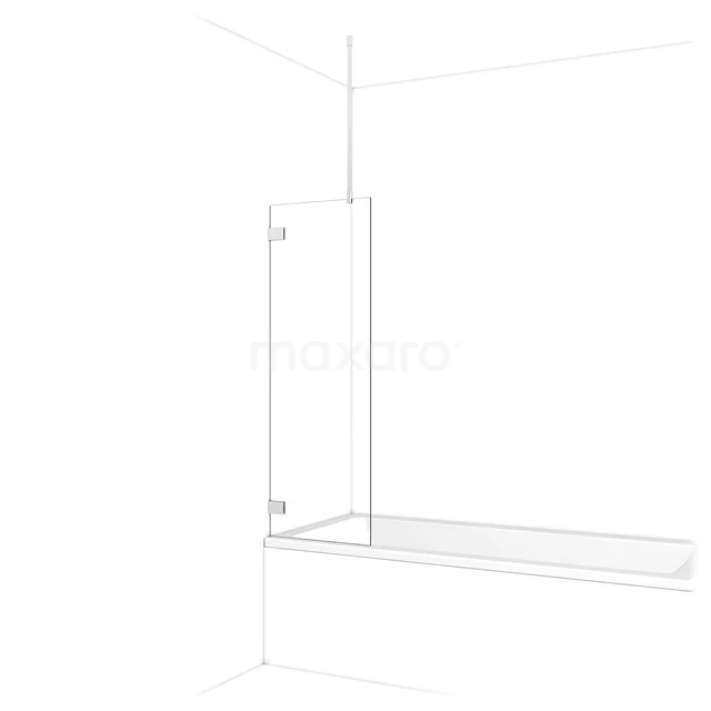 Glas Duschwand mit klarem Sicherheitsglas, minimalistisches Design und verchromten Scharnieren, ideal für moderne Bäder.