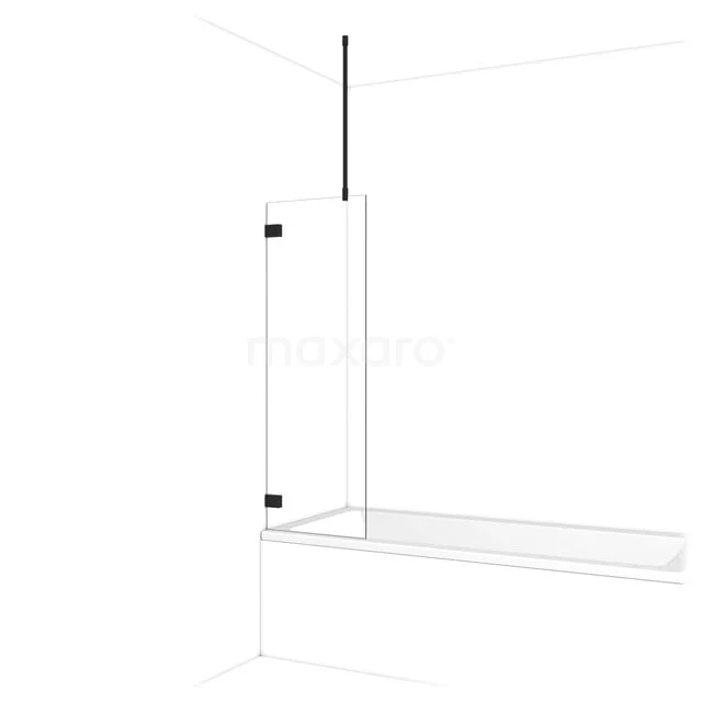 Glas Duschsitze, transparent, Eckaufstellung, schwarze Metallstützen, modernes Badezimmerdesign, geeignet für die Serie Essentials.