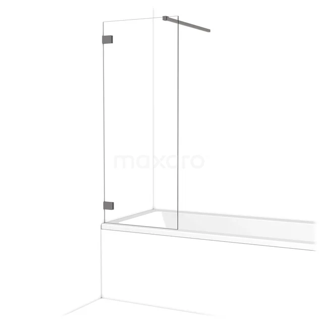 Diamant Badewannenaufsatz | 60 cm Schwarzes Metall Klarglas BDA06120ZM Glas Duschwand klar Design, klappbar mit metallischen Scharnieren, ideal für ein modernes Badezimmer.