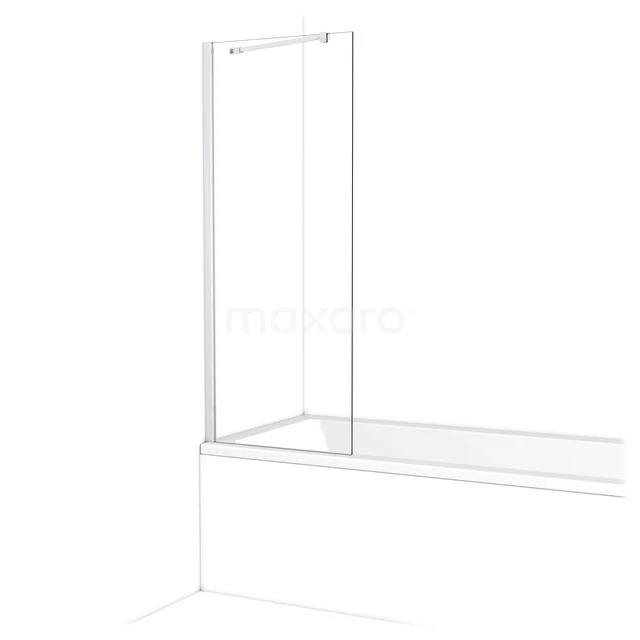 Witte douchewand van glas met minimalistisch aluminium frame, ideaal voor een stijlvolle en functionele badkameroplossing.