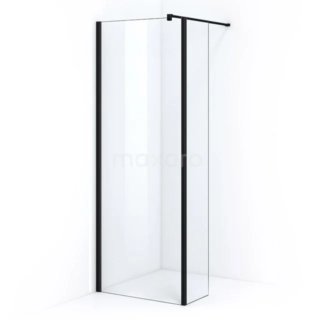 Pearl Inloopdouche | 70 cm Mat zwart Helder glas Vaste wand met zijwand IPC072300M