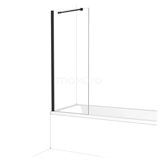Mat zwarte badwand met helder glas en minimalistisch design, perfect voor een moderne badkamerstijl.