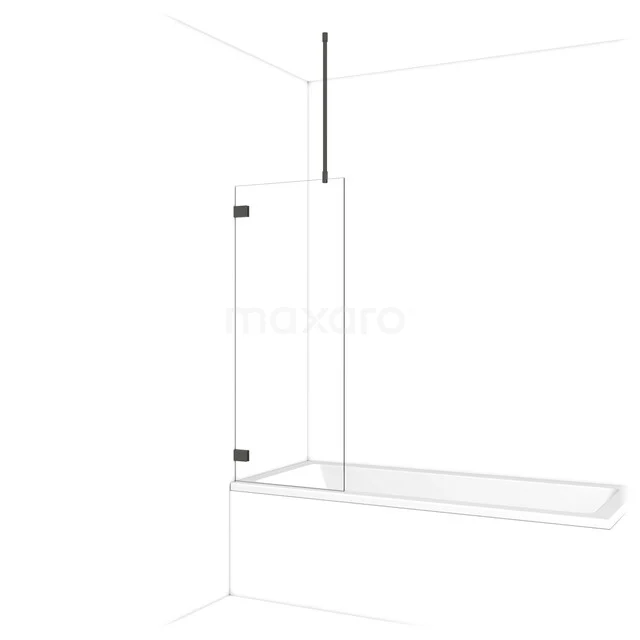 Diamant Badewannenaufsatz | 60 cm Schwarzchrom Klarglas BDA06720BC begehbare Duschwand mit Rahmen, Klarglas, mattschwarzes Profil, minimalistisches Design für ein modernes Badezimmer.