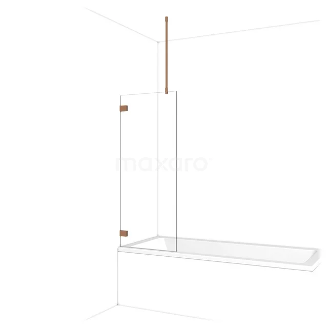 Duschwand Klarglas mit kupferfarbenen Akzenten, modernes Design, ideal für eine stilvolle und schlichte Badezimmergestaltung.