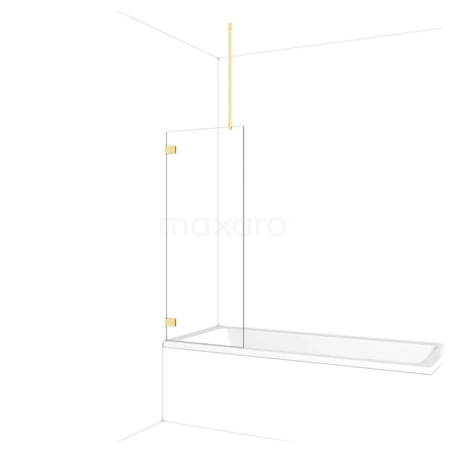 Diamant Badewannenaufsatz | 60 cm Hellgold Klarglas BDA06720LG Glas-Badewannenaufsatz mit goldfarbenen Akzenten, schlankes Design für moderne Bäder, ideal für stilvollen Badkomfort.