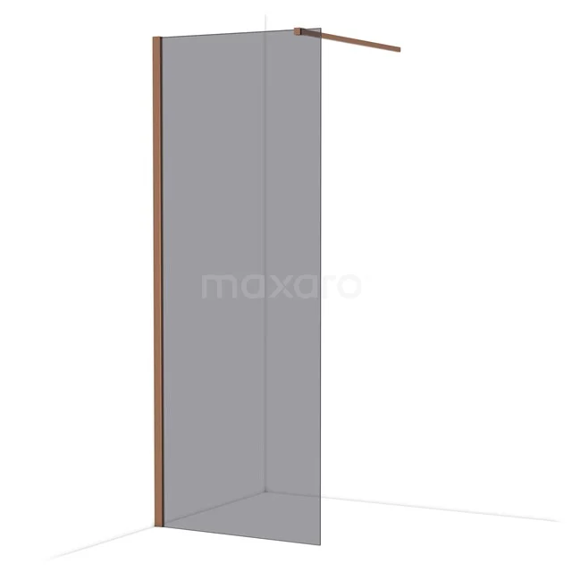 Diamant begehbare Dusche 80cm Kupfer glänzend Rauchglas Festwand IDA08111GKP Matt Schwarz begehbare Dusche mit Klarglas und goldfarbenem Rahmen, perfekt als moderne Ergänzung zu deinem Badezimmerinterieur.