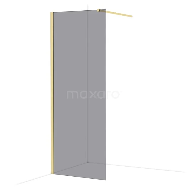 Diamond Inloopdouche | 80 cm Glanzend lichtgoud Rookglas Vaste wand IDA08111GLG Douchewand met goudkleurig frame, transparant glas en minimalistisch design. Perfect voor een moderne badkamer.