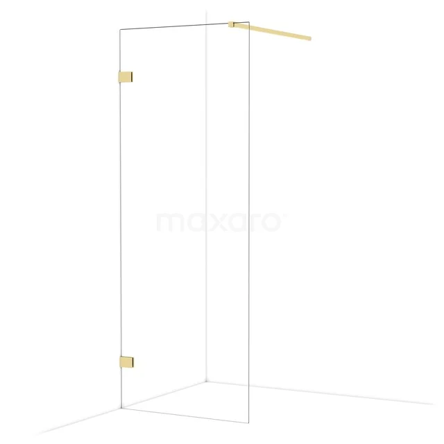 Glasene Duschwand mit goldfarbenen Scharnieren, modernes Design, perfekt für luxuriöse Bäder, Modell Elegance Line.