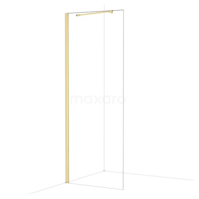 Diamond Walk-in shower | 80 cm Shiny light gold Clear glass Fixed wall IDA08210GLG Gold-coloured aluminium shower profile with a sleek, minimalist design, ideal for a modern bathroom decor.