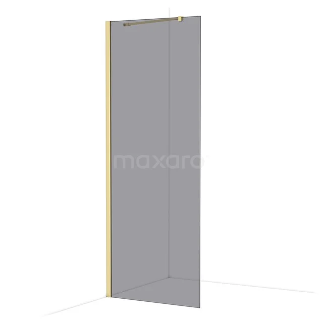 Glazen douchewand met mat gouden profiel, rechthoekig design, ideaal voor een moderne badkamerstijl.