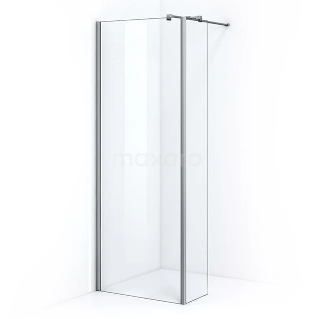 Pearl begehbare Dusche | 80 cm Feste Wand mit Seitenwand IPC082400C Glasene Duschwand, klar transparent mit Aluminiumprofil, ideal für eine moderne Badezimmergestaltung.
